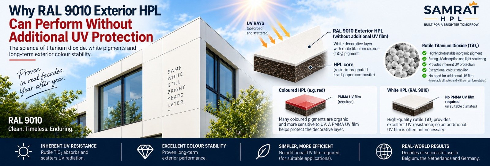 Why White Exterior HPL Resists Fading | RAL 9010