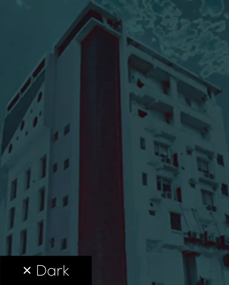 Dark building facade photo example not suitable for exterior HPL visualization