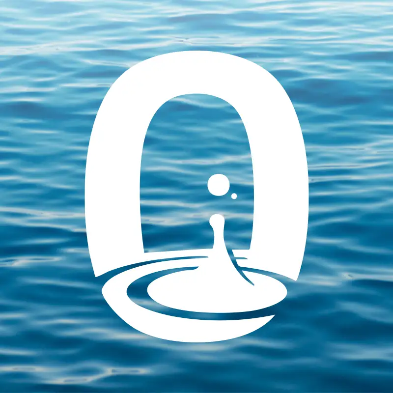 Water surface with white water conservation symbol