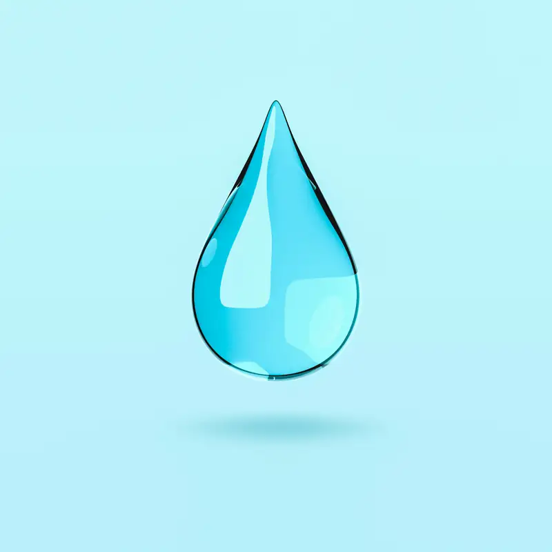 Blue water droplet representing water management and resource conservation